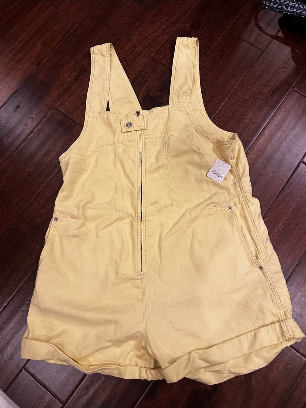 Free People Jude Yellow Short Overalls Romper